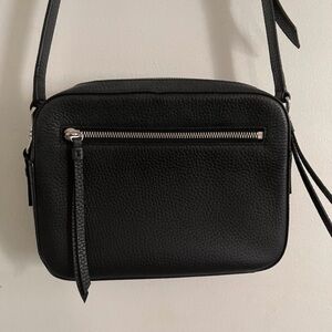 All Saints Black Crossbody Bag with Silver Accents